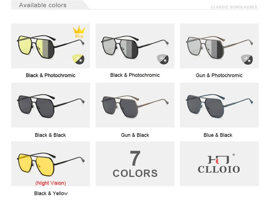 Fashion Aluminum Photochromic Sunglasses Men Women Polarised Sun Glasses Chameleon Anti-glare Driving Sunglasses - The Clothing Company Sydney