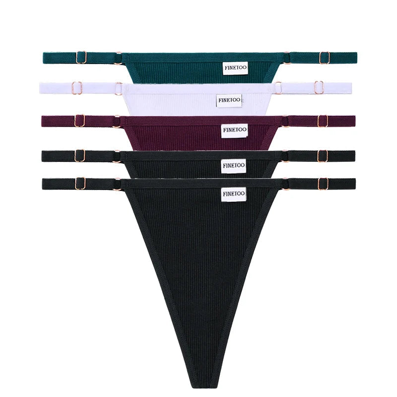 5 Pack Adjustable Women's Panties Cotton Panties Solid Low Waist Seamless Thongs Underpants Women Lingerie Set The Clothing Company Sydney