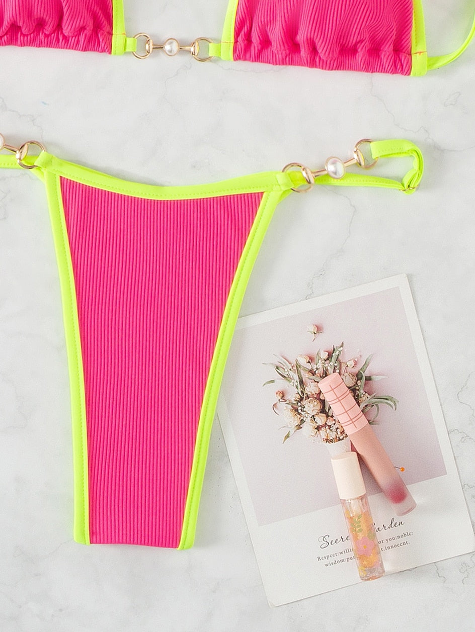 Two 2 Piece Chain Micro Bikini Swimsuit Female Swimwear Thong Bikinis Set Brazilian Bathing Suits Beach Wear Bather Set The Clothing Company Sydney