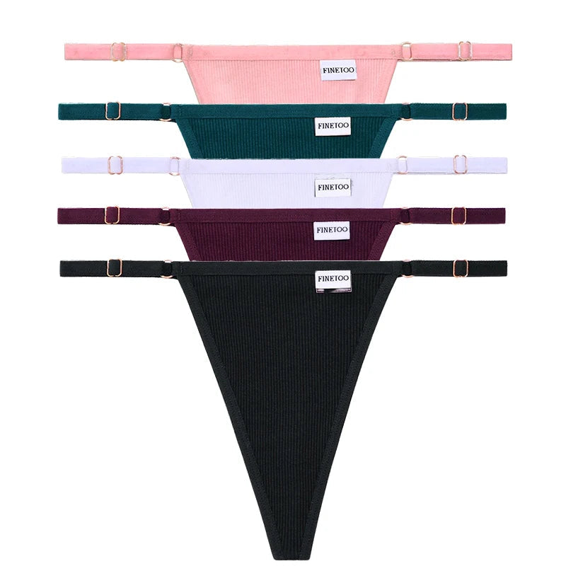 5 Pack Adjustable Women's Panties Cotton Panties Solid Low Waist Seamless Thongs Underpants Women Lingerie Set The Clothing Company Sydney
