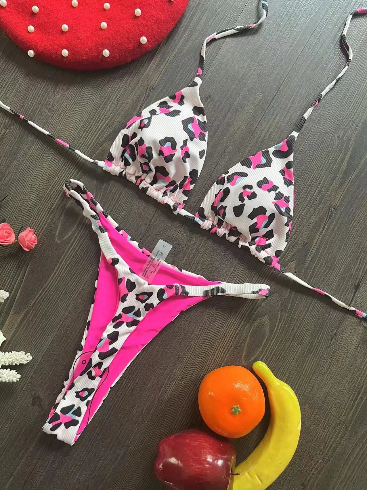 Swimwear Cherry Print Thong Bikini Set Thong Swimsuit Two Piece Bathing Suit Beach Wear The Clothing Company Sydney