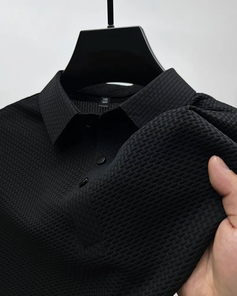 Summer Men's Lop-up Hollow Short-sleeved Polo Shirt Ice Silk Breathable Business Fashion T-Shirt Male Top The Clothing Company Sydney