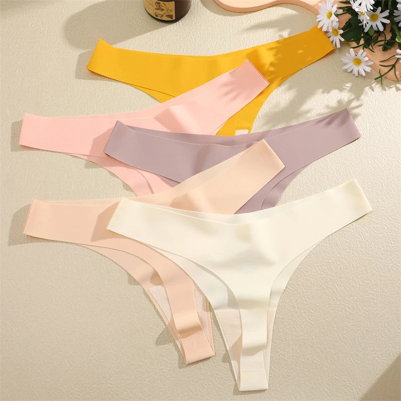 3 Pack Women Ice Silk Seamless Underpants Panties V-Waist Sport Thongs Low Rise Breathable G-string Underwear - The Clothing Company Sydney