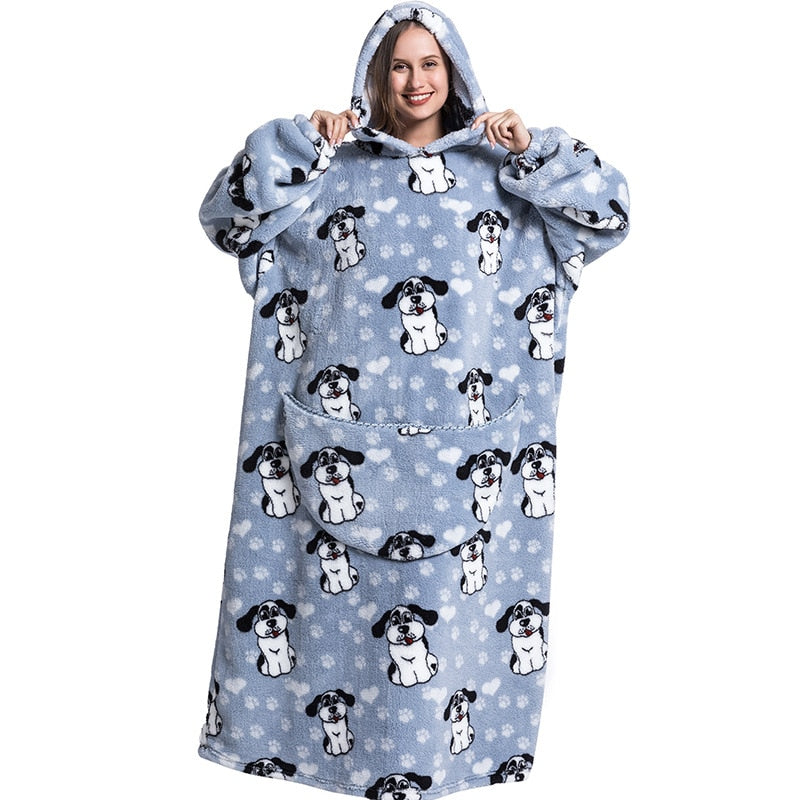 Super Long Hoodie Blanket Flannel Blanket with Sleeves Winter Hooded Sweatshirt Pullover Giant Oversized Blanket The Clothing Company Sydney
