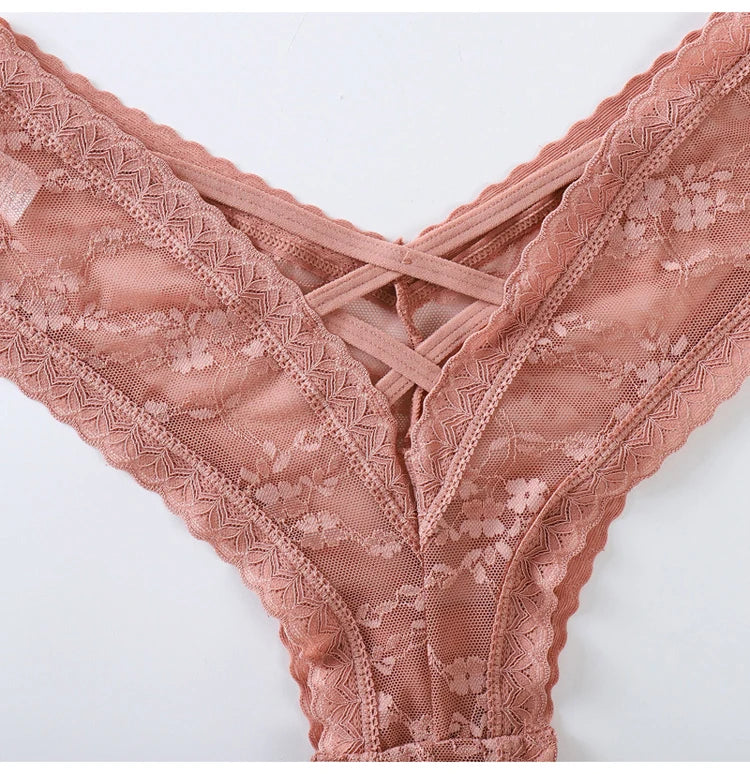 Women's Lace Underwear Low-Waist G String Hollow Out Cross Belt Thong Solid Comfortable LingeriePanties The Clothing Company Sydney