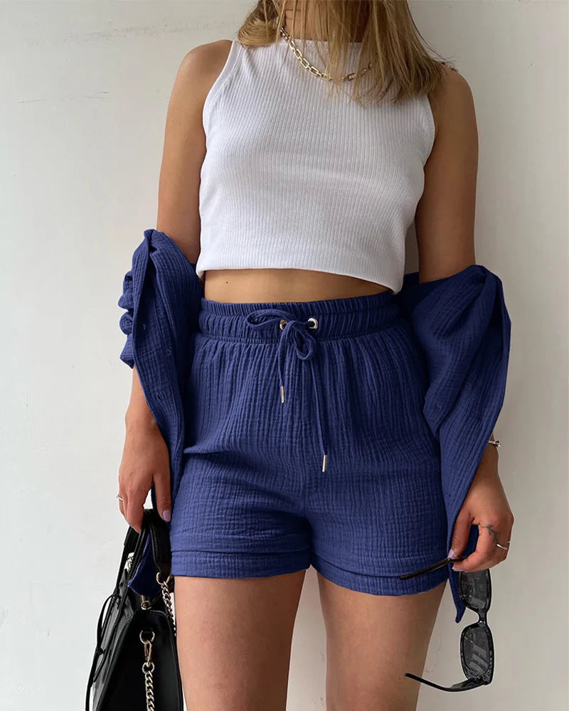 Summer Women's Suit Short Sets Outfits Suit Two Piece Button Up Matching Outfit Set - The Clothing Company Sydney