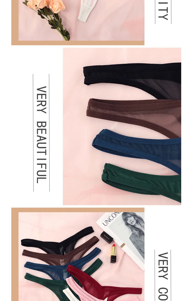 Seamless Thongs For Women Tiny Thong Lingerie Woman Translucent Mesh Strings Soft T-back Underwear T panties The Clothing Company Sydney