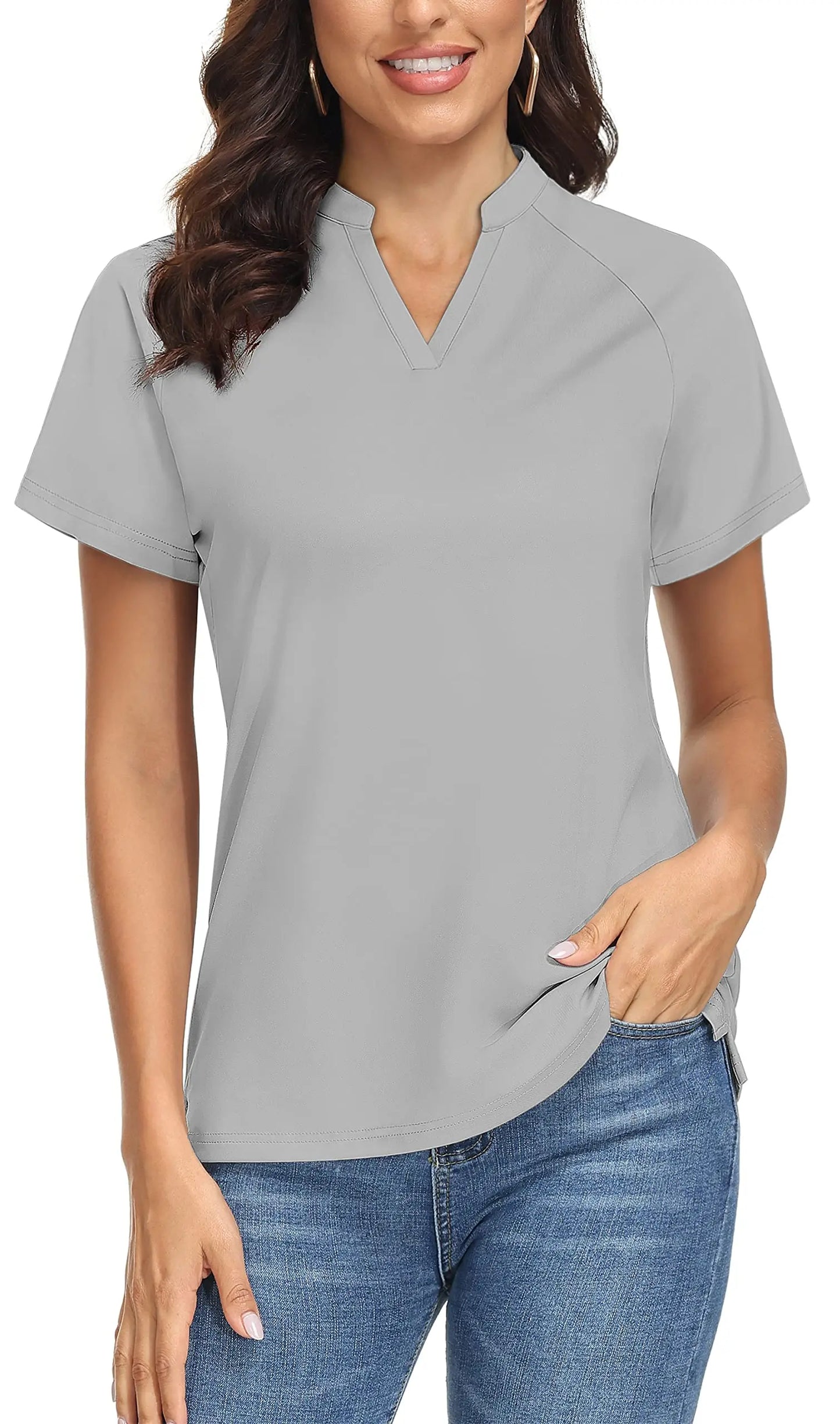 UPF 50+ V-neck Short Sleeve Golf Polo Shirts Women's Quick Dry Sun/UV Protection T-shirts Outdoor Sports Pullover Tops The Clothing Company Sydney