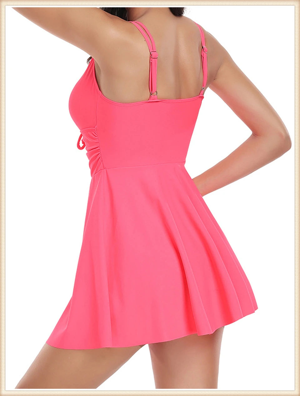 2 Piece Drawstring Front Tankini Women Solid Hollow Out Swimwear Skirt Summer Bather Beachwear Vacation Swimming Swimsuit - The Clothing Company Sydney