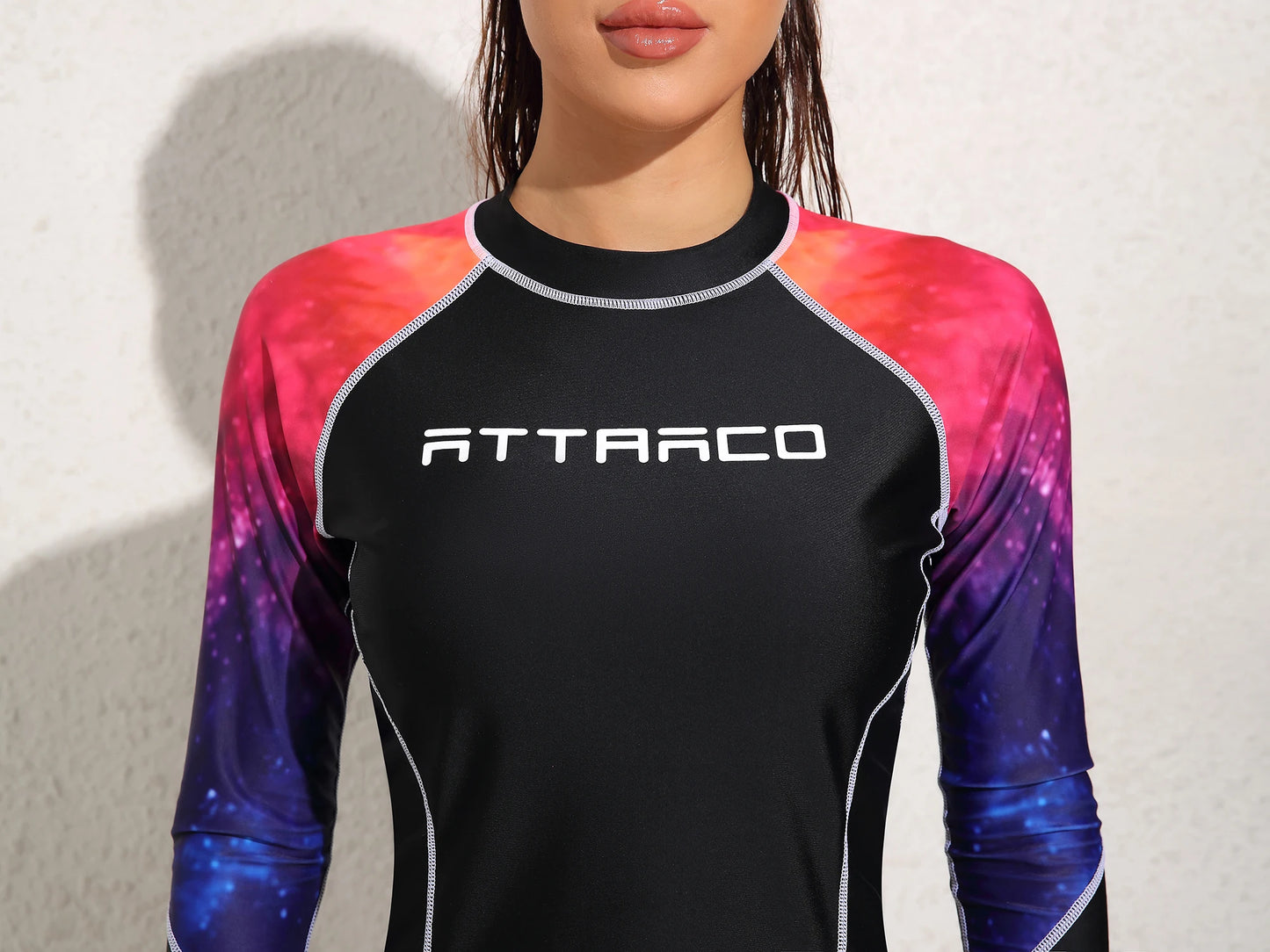 Women's Long Sleeve Sun Protection Top Color Block Swimsuit UPF 50+ Swimwear Rash Guard Top - The Clothing Company Sydney