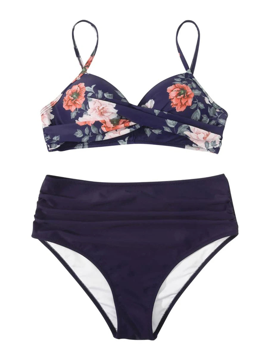 Cross Frill Bikinis Women Swimwear Print High Waist Swimsuit Beachwear Bathers Bathing Swimming Swim Suit The Clothing Company Sydney