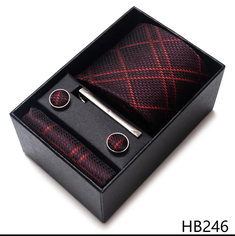 4 Piece Tie Handkerchief Cufflink Set For Men Necktie Holiday Gift Box Blue Gold Suit Accessories Slim Wedding Set The Clothing Company Sydney