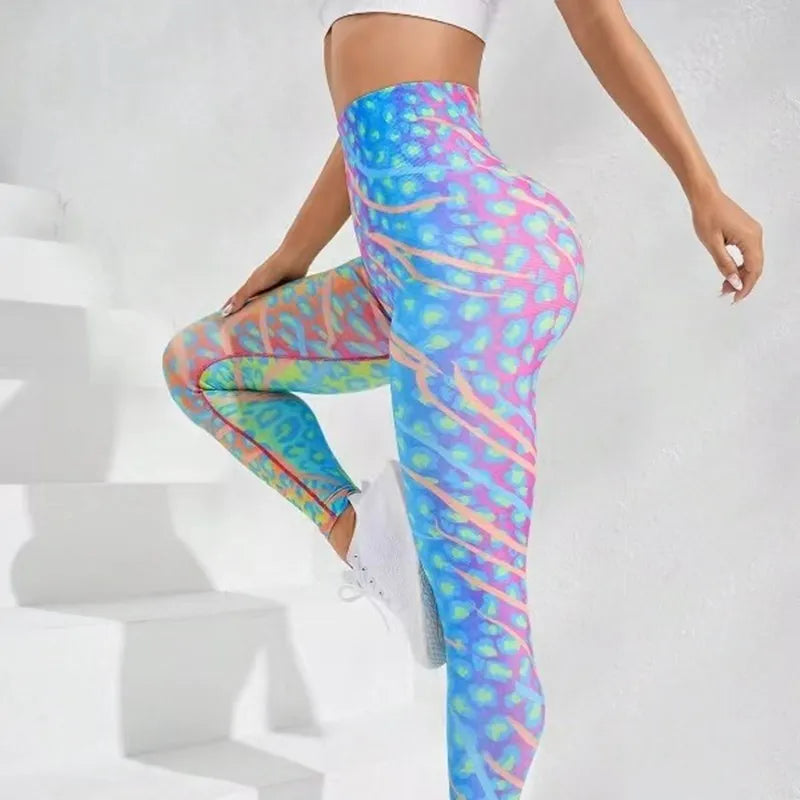 3D Print Tie Dye Sports Women Seamless High Waist Fitness Push Up Leggings Gym Clothing Workout Tights Pants - The Clothing Company Sydney