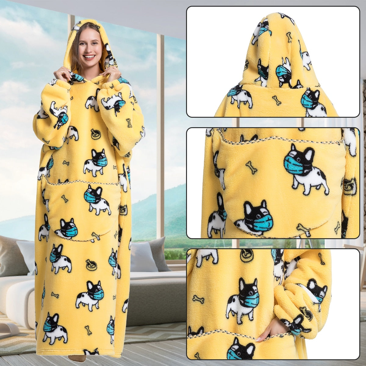 Super Long Hoodie Blanket Flannel Blanket with Sleeves Winter Hooded Sweatshirt Pullover Giant Oversized Blanket The Clothing Company Sydney