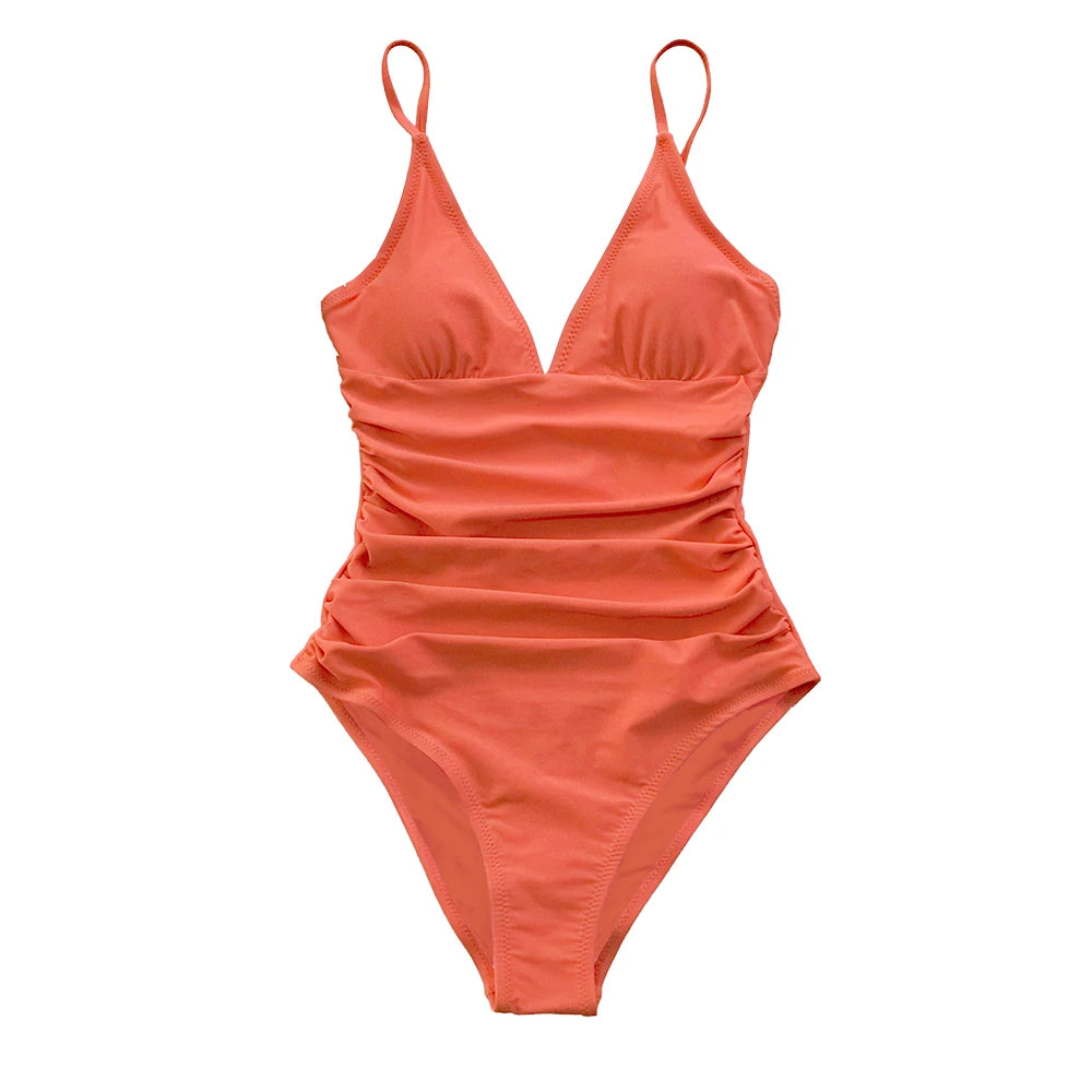 Deep V Neck One-piece Swimsuit Women Removable Bra PMonokini Summer Beach Swimwear The Clothing Company Sydney