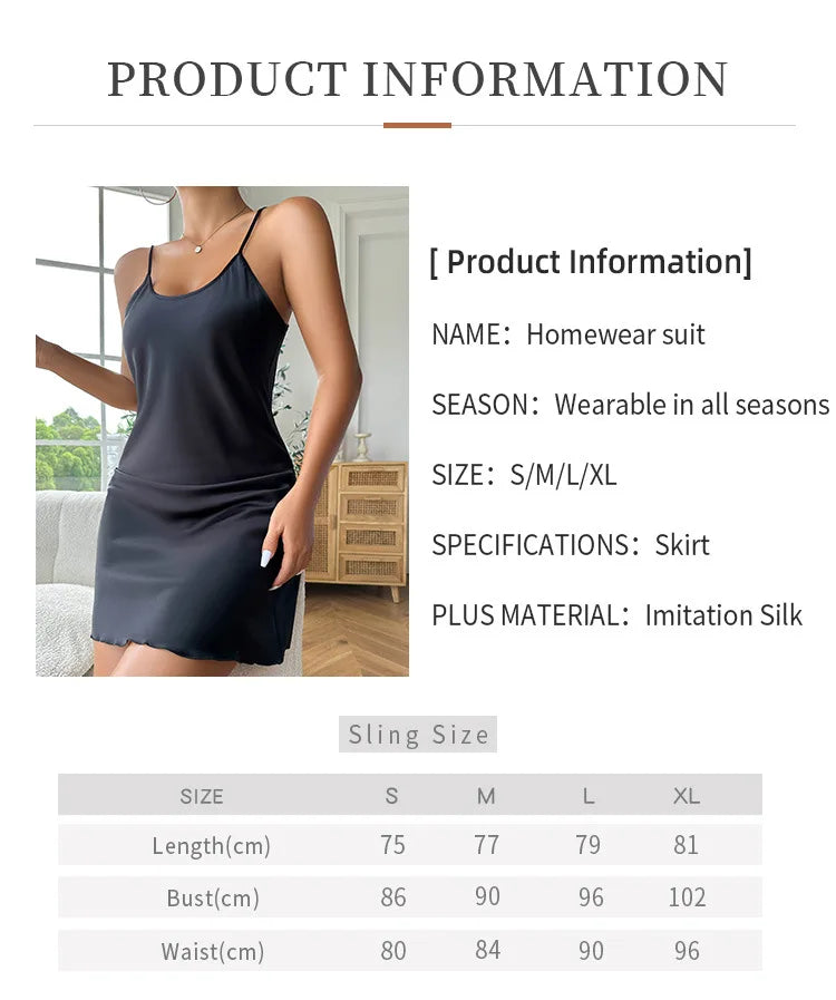 Silk Satin Women Nightgown Sleeveless Sleepwear Adjustable Spaghetti Strap Nightwear - The Clothing Company Sydney