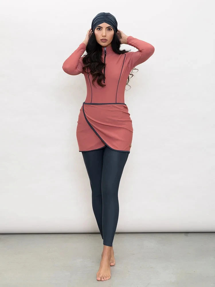 3 Piece Swimwear Women Full Length Patchwork Long Sleeves Sports Bathing Suit Quick Drying Swimsuit The Clothing Company Sydney