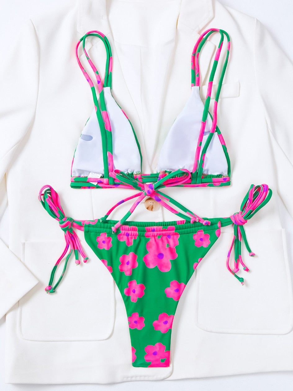 2 Piece Lace Up Bikini Swimsuit Swimwear Brazilian Bikinis Set Micro Women's Bathing Suits Swimming for Beach Wear The Clothing Company Sydney