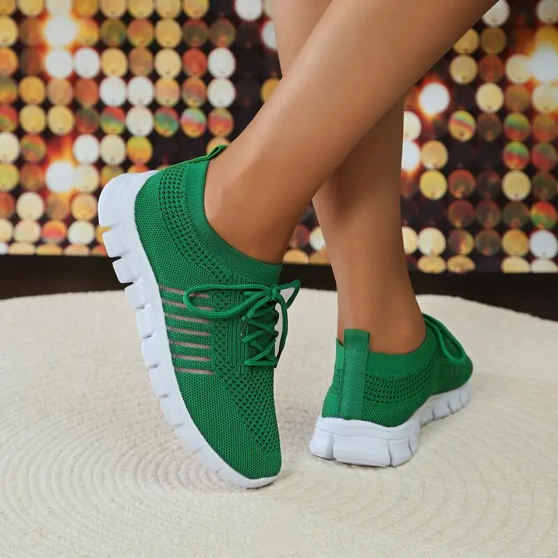 Mesh Breathable Soft Sole Sneakers Lightweight Non-Slip Running Walking Casual Lace Up Flats Shoes - The Clothing Company Sydney