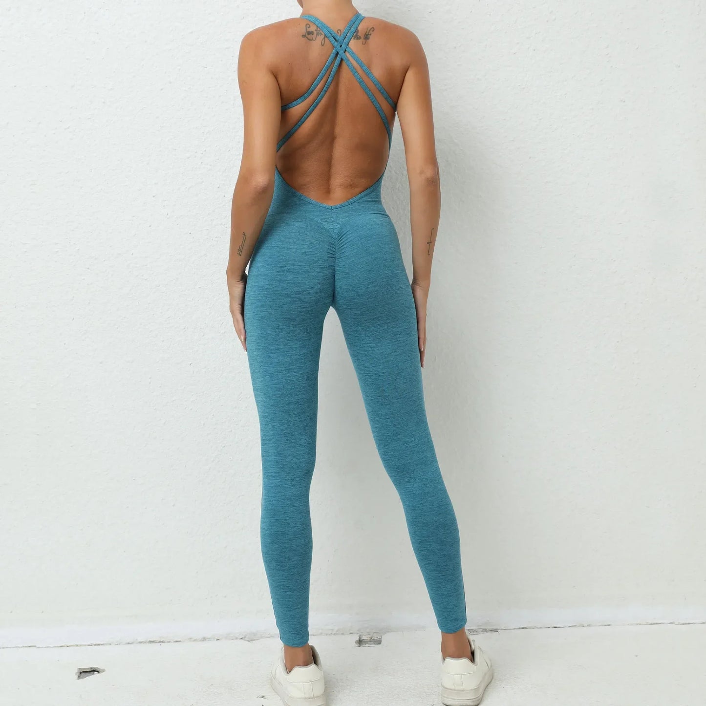 One Piece Backless Bodycon Scrunch Jumpsuit Women Dance Fitness Overalls Push Up Sleeveless Yoga Sport Jump Suit The Clothing Company Sydney