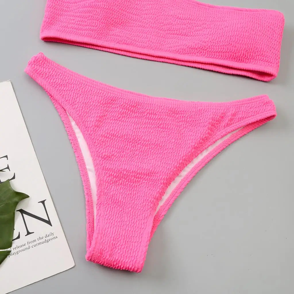 One Shoulder Bikini Women Swimwear Swimsuit Solid Beachwear Bathers Bathing Suit The Clothing Company Sydney