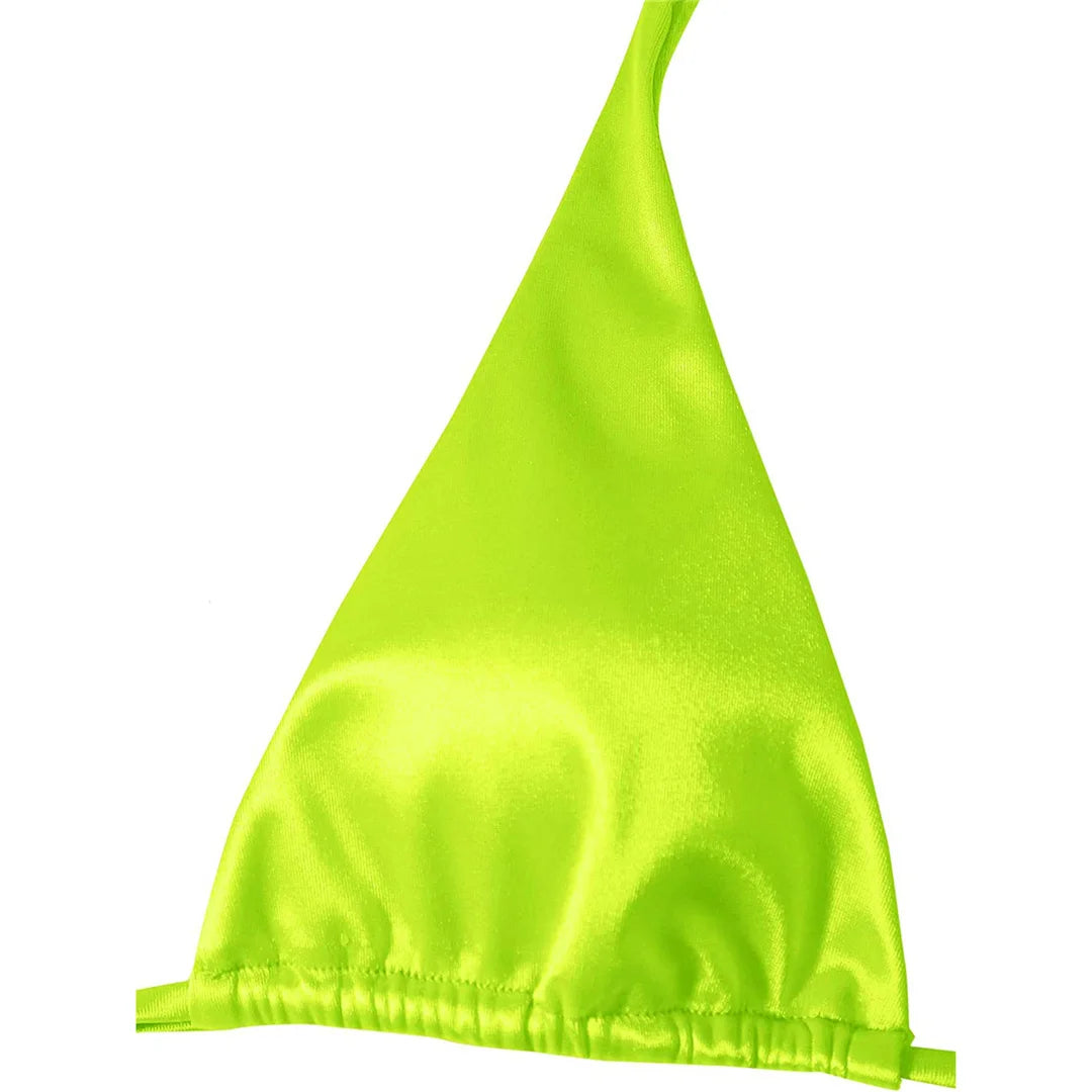 2 Piece Halter Satin Brazilian Bikini Swimwear Swimsuit Two piece Bikini set Bather Bathing Suit - The Clothing Company Sydney