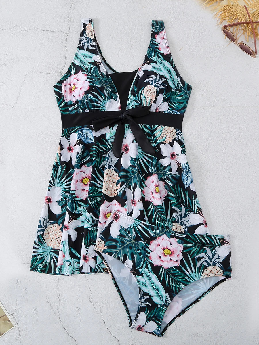 Floral Tankini Set 2 Piece Women Swimsuit High Waist Swimwear Bathers Bathing Swimming Suit Summer Beachwear