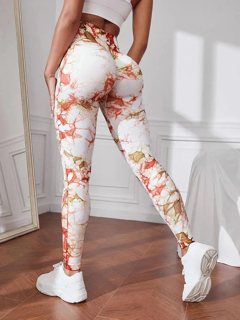 Hip Lifting Seamless Fitness Gym Leggings Tie-Dye Yoga Pants Women's Exercise Tights High Waist Workout Pants The Clothing Company Sydney