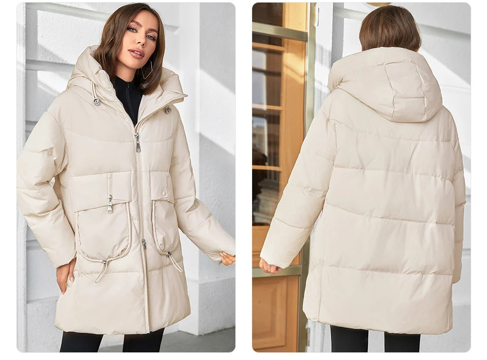 Hooded Parkas Women's Plus Size Casual Hooded Pocket Women Down Jacket Coat Outwear - The Clothing Company Sydney