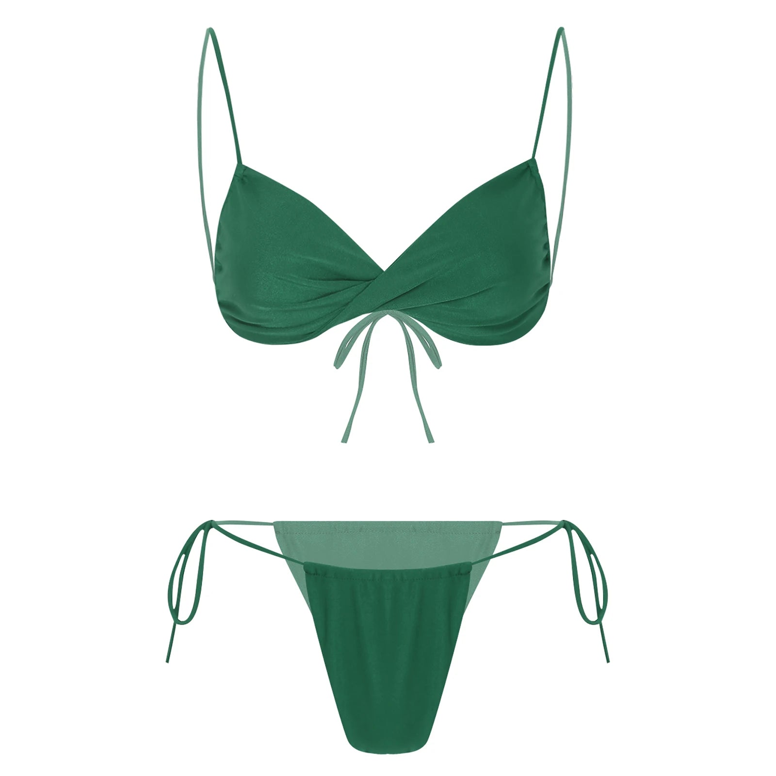 Womens Bikini Set Bathing Suit Pad Free Bra Top with High Cut Thong Briefs Side Tie Tying 2 Piece Swimwear Pool Beach Wear - The Clothing Company Sydney