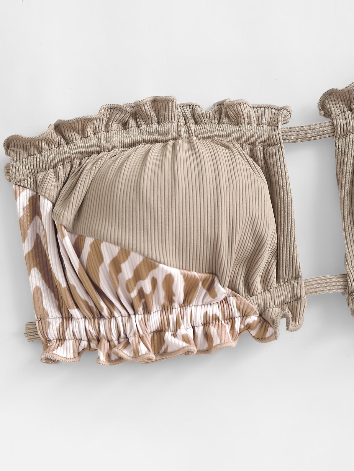 Ribbed Tie Side Bikini Set  Animal Spotted Bandeau Two Piece Swimwear The Clothing Company Sydney