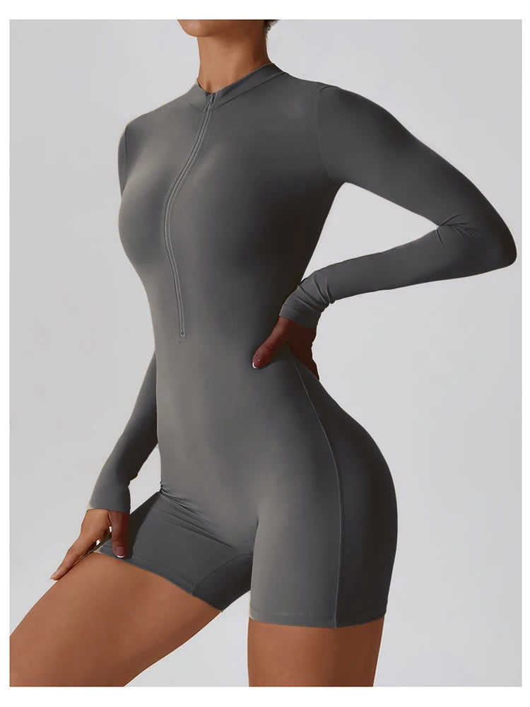 Summer Zipper Workout Jumpsuit Sports Overalls Women Gym Clothing Running Fitness Suits Gym Tracksuit Short Sportswear Yoga Set - The Clothing Company Sydney