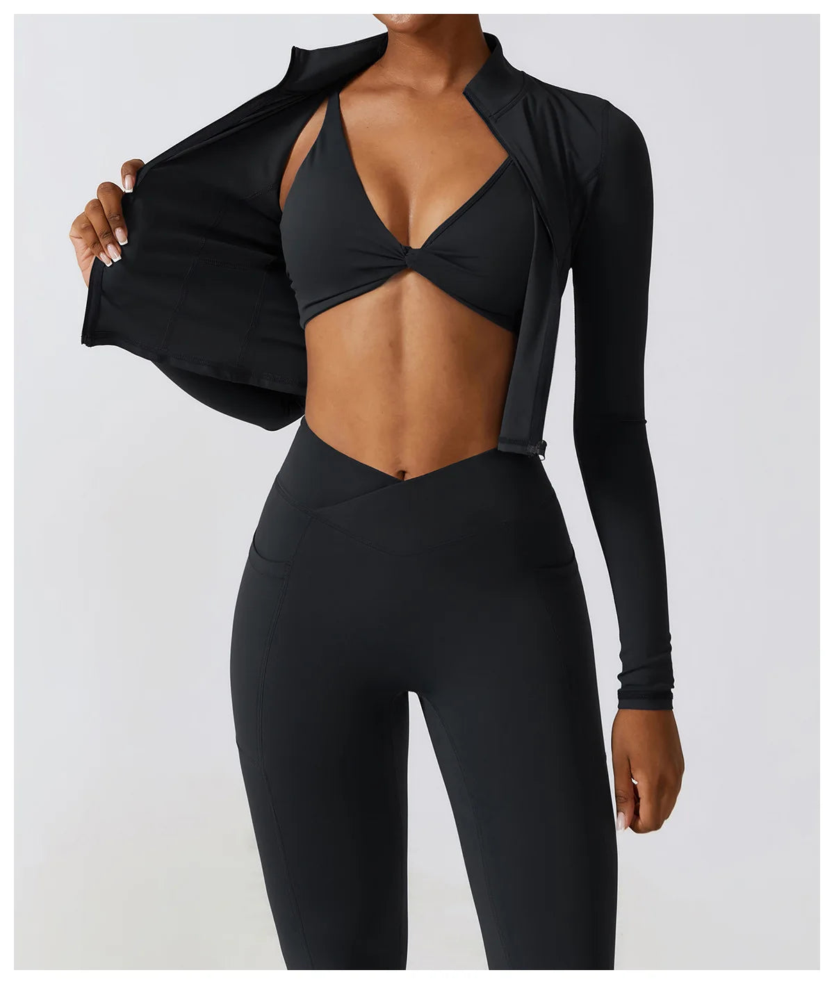 Women's High Elastic Crop Top Spandex Long Sleeve Yoga Shirts Sportswear Yoga Jacket Workout Gym Clothing Sports Clothes The Clothing Company Sydney