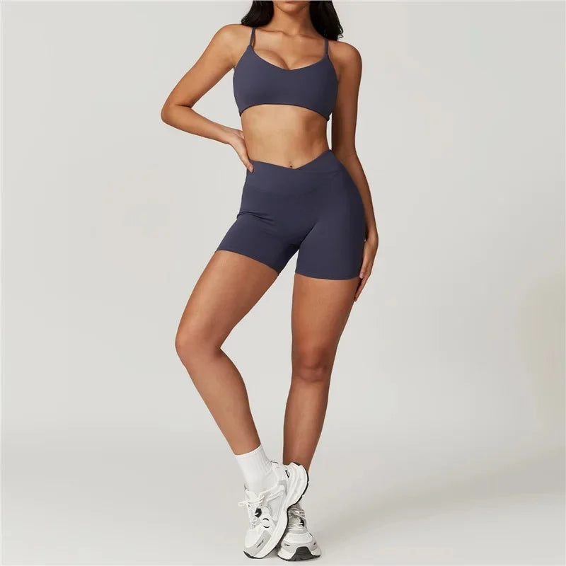 Quick-Dry Yoga 2 Piece Suit Outer Wear Running Sports Short Sleeves Women's Backless Fitness Wear Green Gym Clothing The Clothing Company Sydney