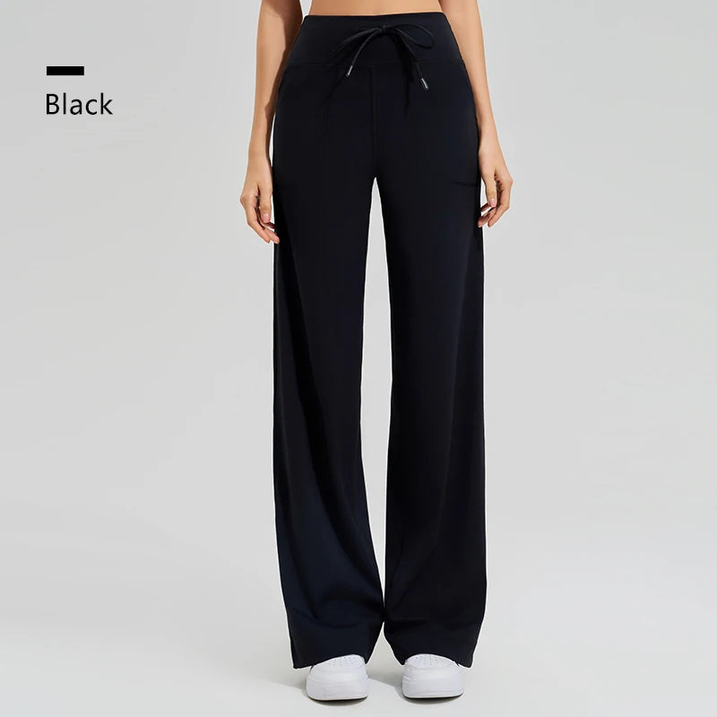 Women's High Waist Yoga Pants Gym Loose Running Yoga Pants Double Side Brushed with Pockets Pants Ties The Clothing Company Sydney