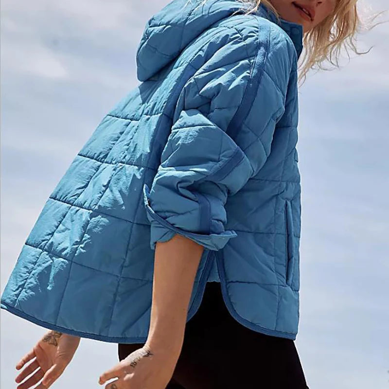Autumn Winter Padded Jacket For Women Fashion Pockets Long Sleeves Hooded Pullovers Casual Coat - The Clothing Company Sydney