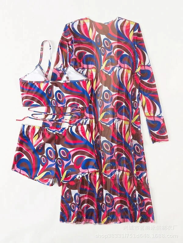 3 Piece Summer Print Swimsuits Tankini Sets Swimwear Beach Wear Bathing Suits Pool Women's Swimming Suit - The Clothing Company Sydney