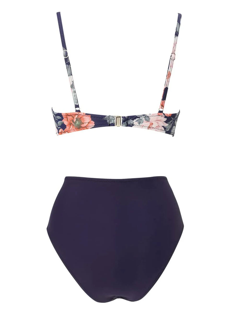 Cross Frill Bikinis Women Swimwear Print High Waist Swimsuit Beachwear Bathers Bathing Swimming Swim Suit The Clothing Company Sydney