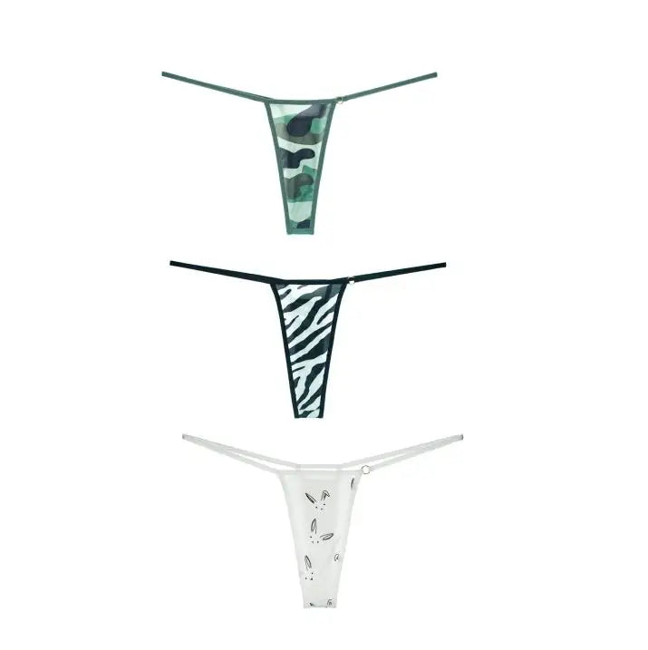 3 Pcs Printed Leopard/Zebra/Camouflage/Rabbit/Dot/Snake Thong Panties Seamless Underwear G Strings Underwear The Clothing Company Sydney