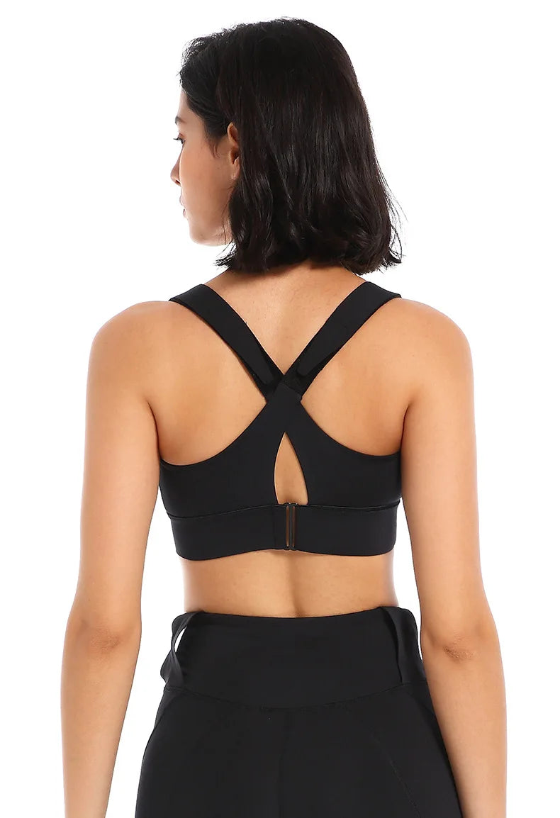 Large Size High-strength Sports Bra Women's Shockproof Running Big Chest Small Front Zipper Fitness Yoga Clothing Vest Underwear - The Clothing Company Sydney