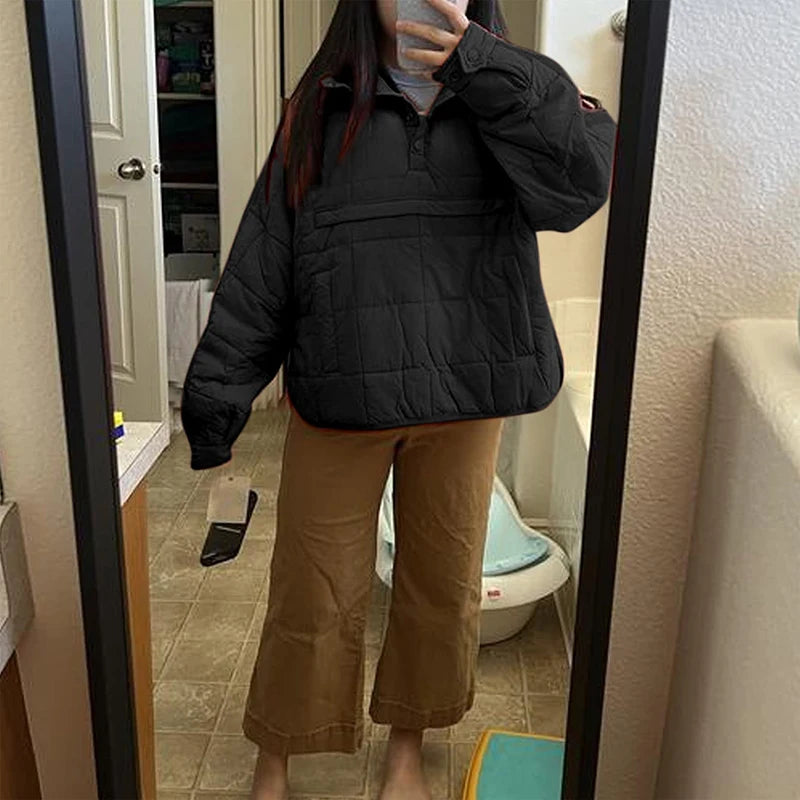 Autumn Winter Padded Jacket For Women Fashion Pockets Long Sleeves Hooded Pullovers Casual Coat - The Clothing Company Sydney