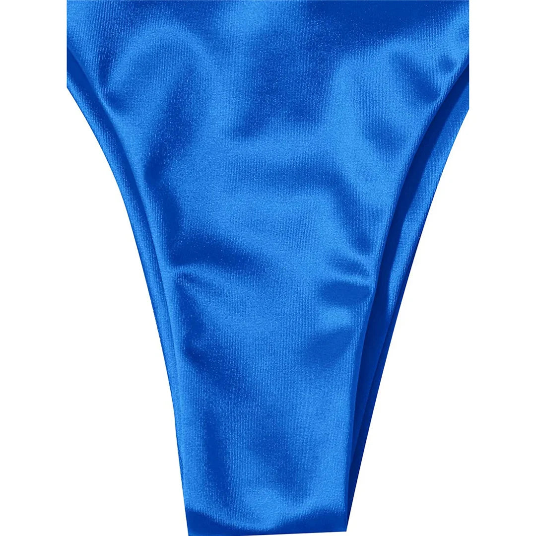 2 Piece Halter Satin Brazilian Bikini Swimwear Swimsuit Two piece Bikini set Bather Bathing Suit - The Clothing Company Sydney