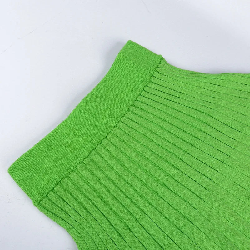 Elegant Knitted Dress Pleated Matching Outfits for Women Winter Mini Skirts 2 Piece Sets - The Clothing Company Sydney