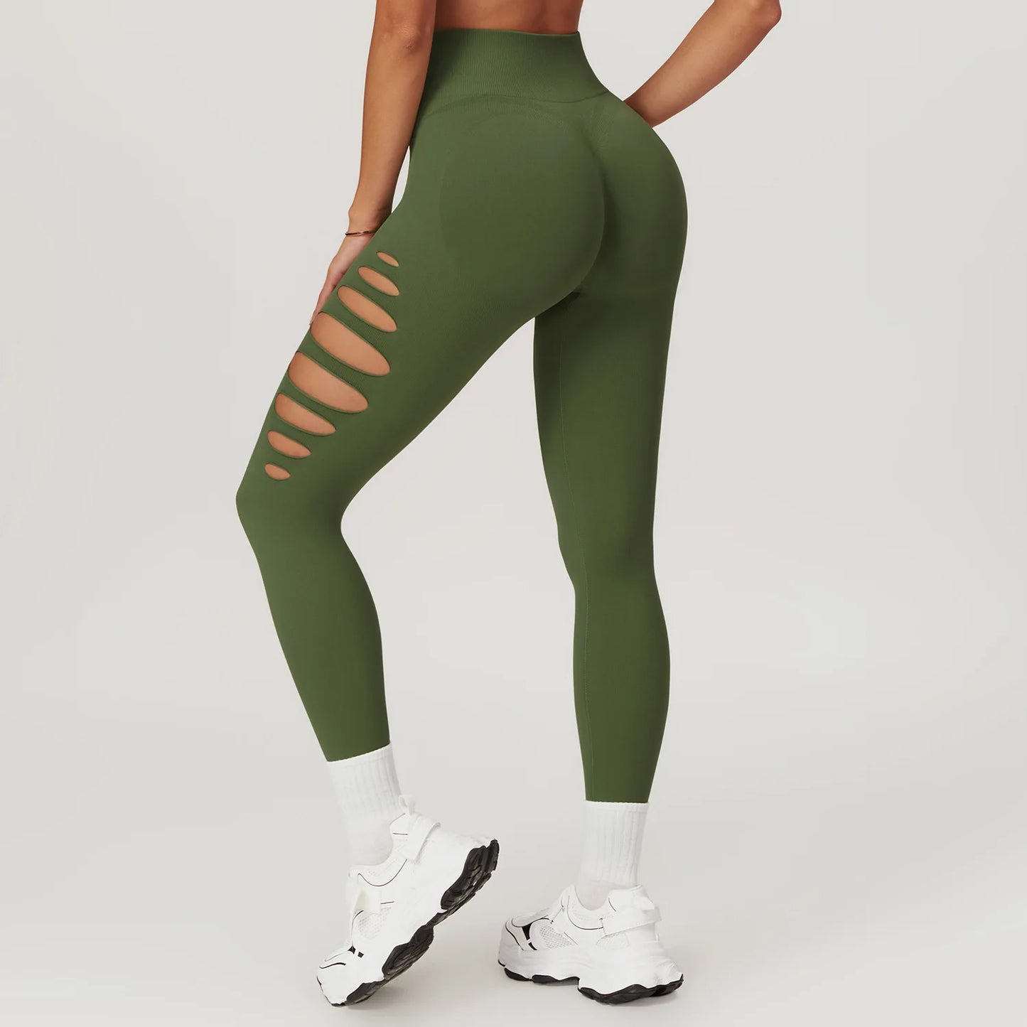 Seamless High-Waist Yoga Leggings – Hollow-Out Push-Up Workout Tights for Women - The Clothing Company Sydney