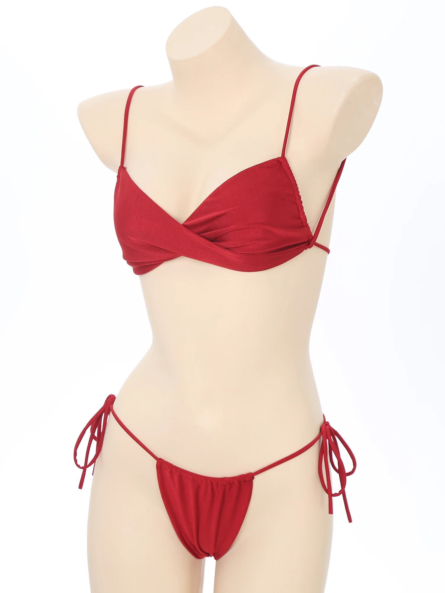 Womens Bikini Set Bathing Suit Pad Free Bra Top with High Cut Thong Briefs Side Tie Tying 2 Piece Swimwear Pool Beach Wear - The Clothing Company Sydney