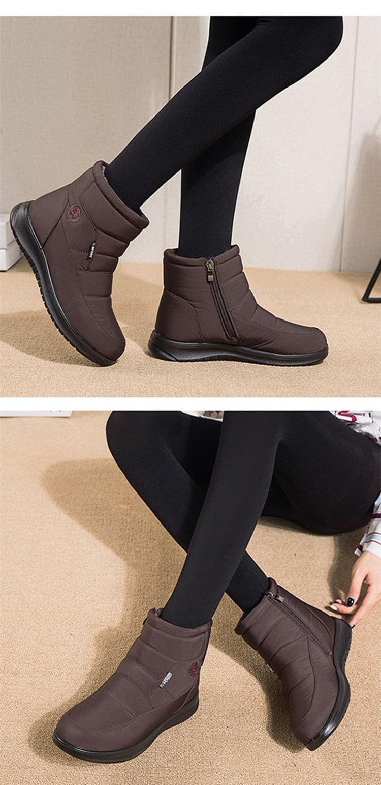 Women Boots Snow Fur Shoes zipper Platform Boots For Women's Girls Soft Ankle Boots Waterproof Plush Winter Shoes The Clothing Company Sydney