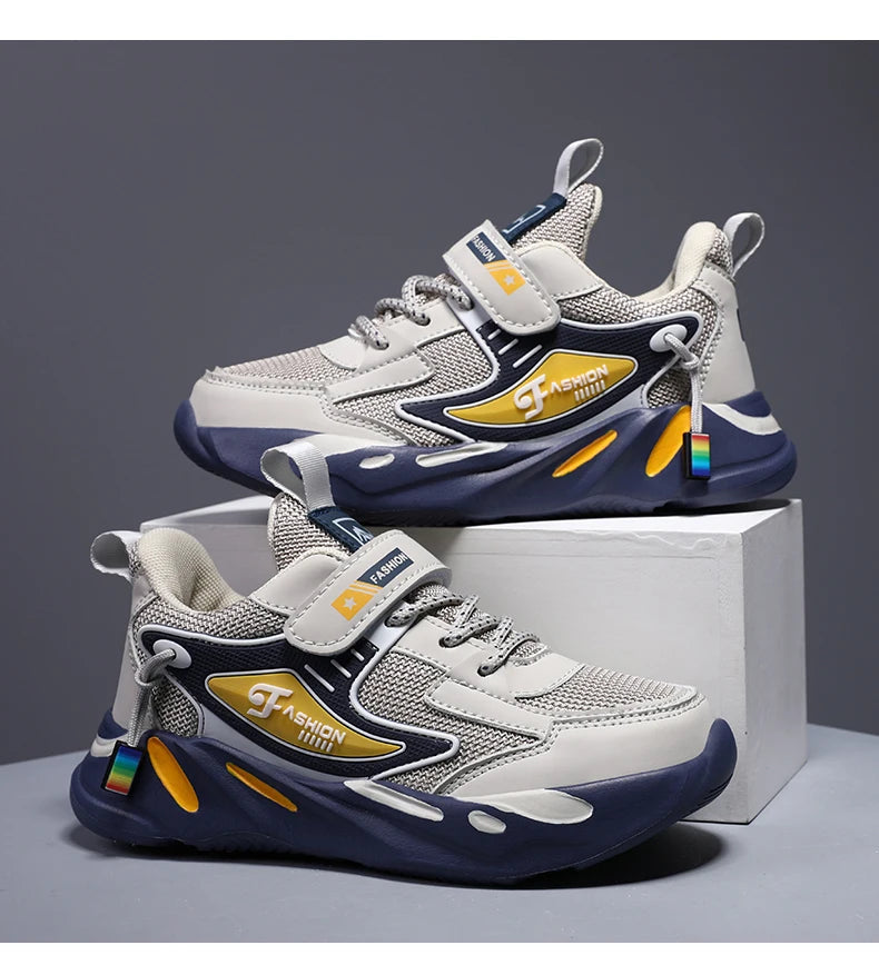 Boys’ Breathable Mesh Sneakers – Non-Slip Lightweight Kids Sports Shoes with Hook & Loop Closure (Ages 7–13) The Clothing Company Sydney