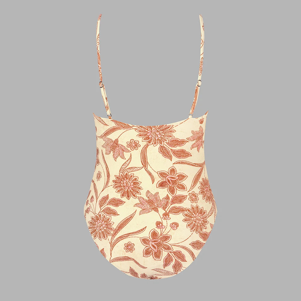 Deep V Neck One-piece Swimsuit Women Removable Bra PMonokini Summer Beach Swimwear - The Clothing Company Sydney