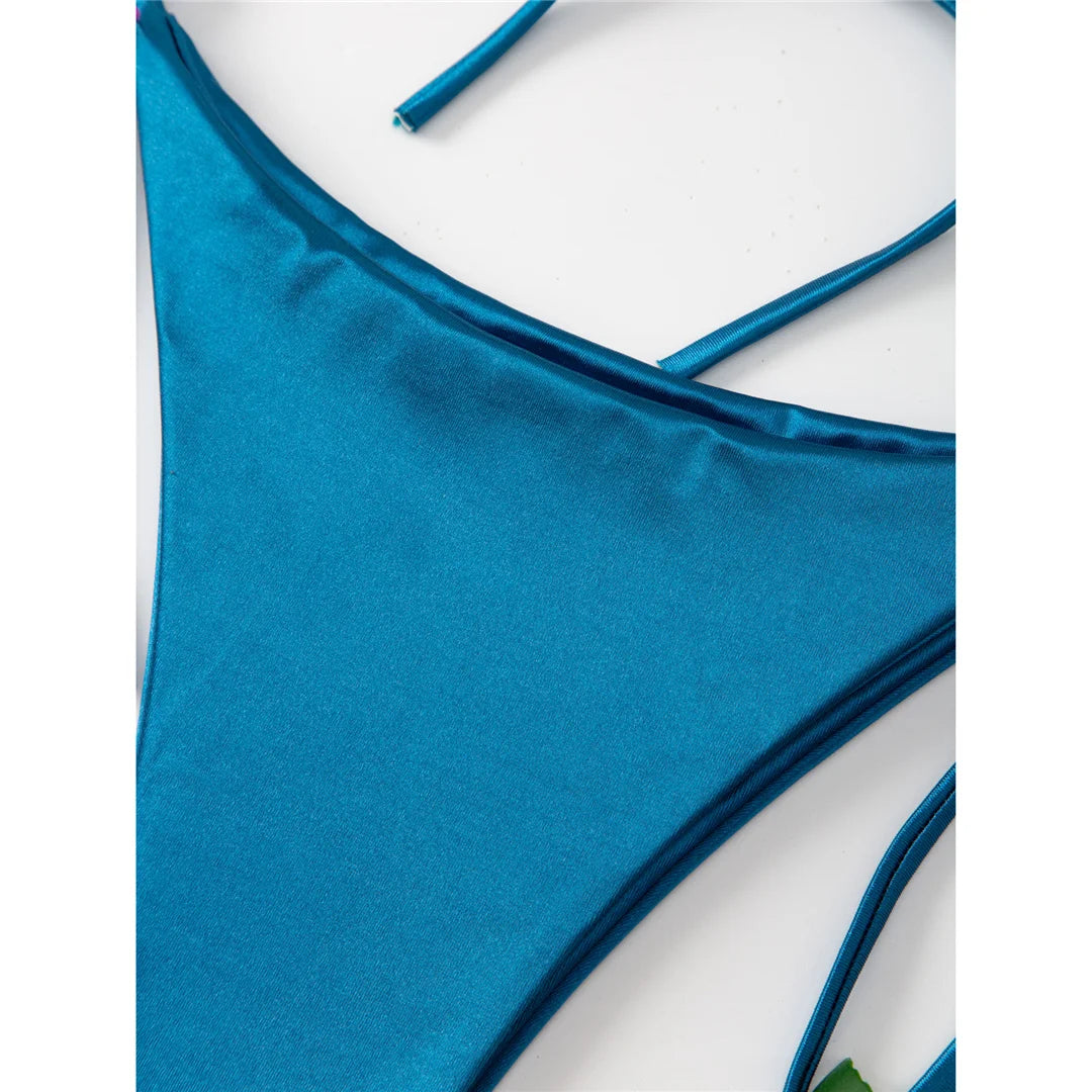 Halter Satin Brazilian Bikini Women Swimwear Female Swimsuit Two-piece Bikini set Bather Bathing Suit The Clothing Company Sydney