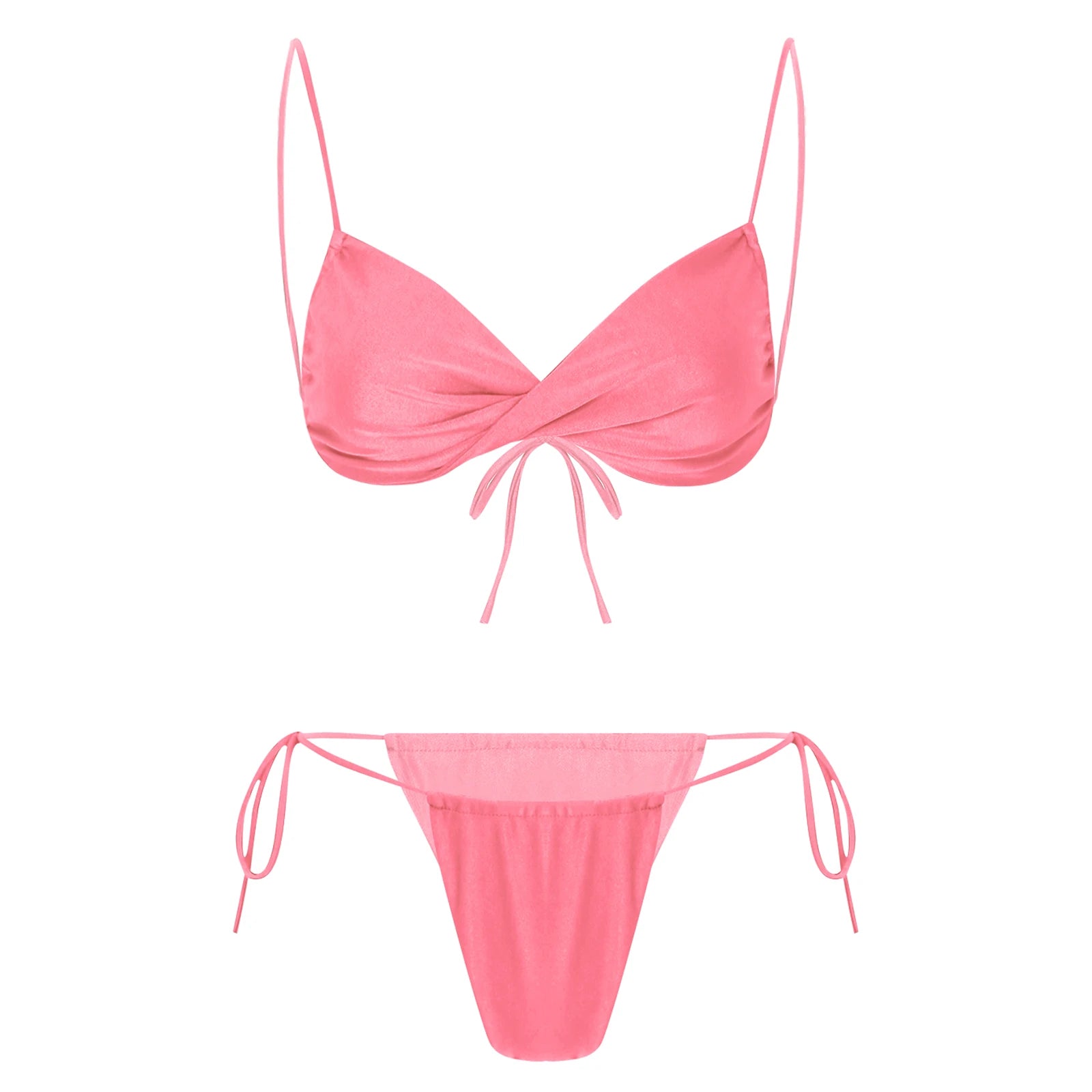 Womens Bikini Set Bathing Suit Pad Free Bra Top with High Cut Thong Briefs Side Tie Tying 2 Piece Swimwear Pool Beach Wear - The Clothing Company Sydney